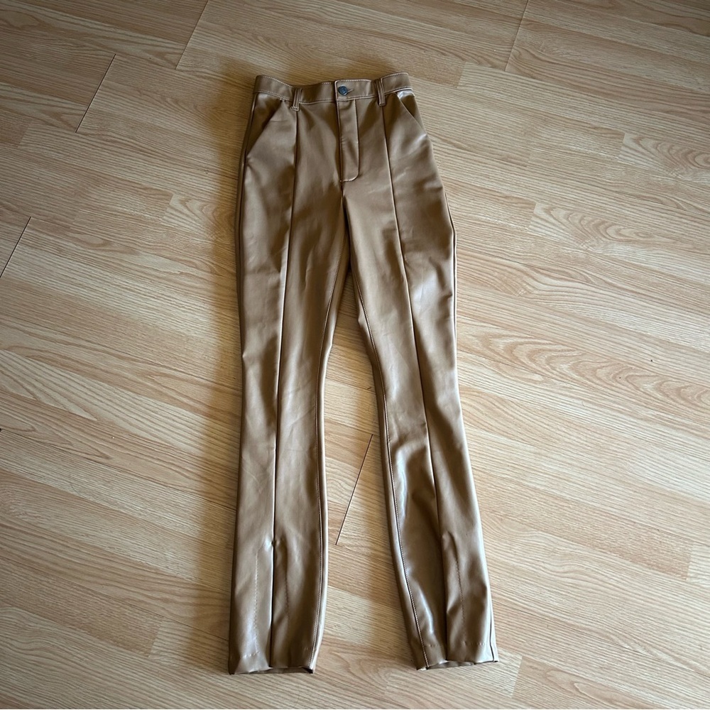 Abercrombie & Fitch Tan Faux Leather Skinny Ultra High Rise Pants Size 25/0